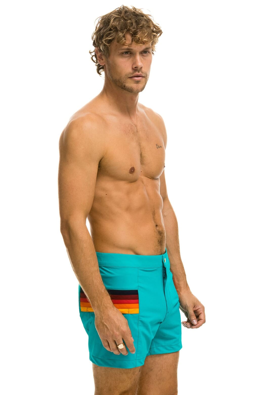 MEN'S HORIZONTAL 5 STRIPE FLEX SHORTS - JADE - Image 2