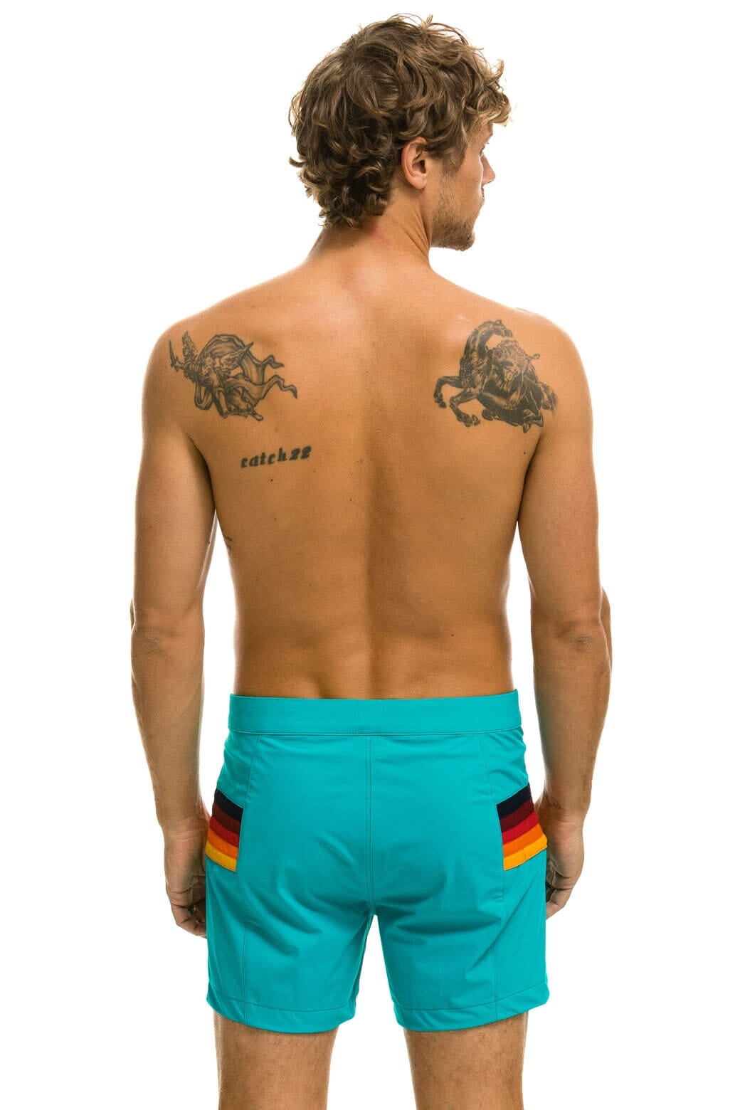MEN'S HORIZONTAL 5 STRIPE FLEX SHORTS - JADE - Image 4