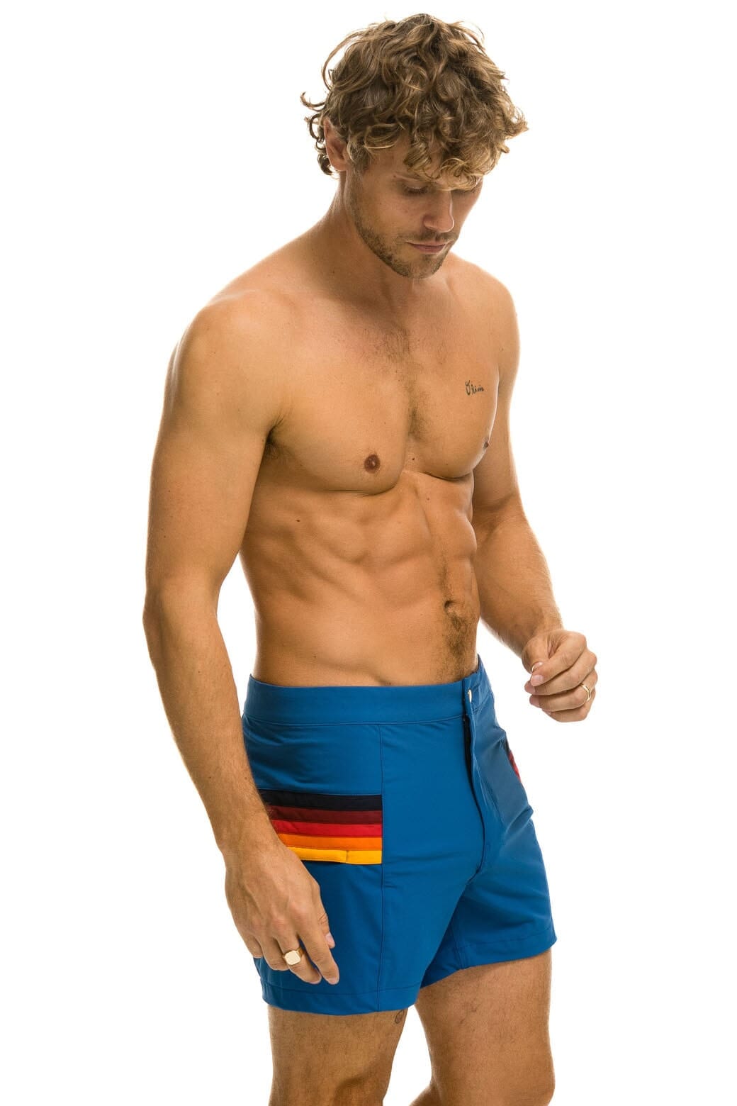 MEN'S HORIZONTAL 5 STRIPE FLEX SHORTS - SEA - Image 3