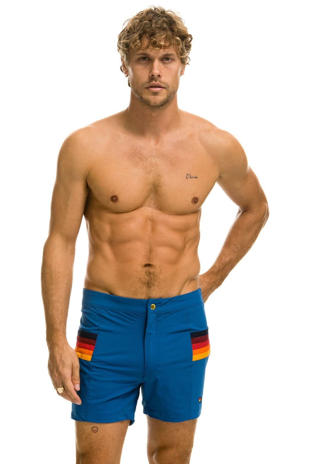 MEN'S HORIZONTAL 5 STRIPE FLEX SHORTS - SEA - Image 5