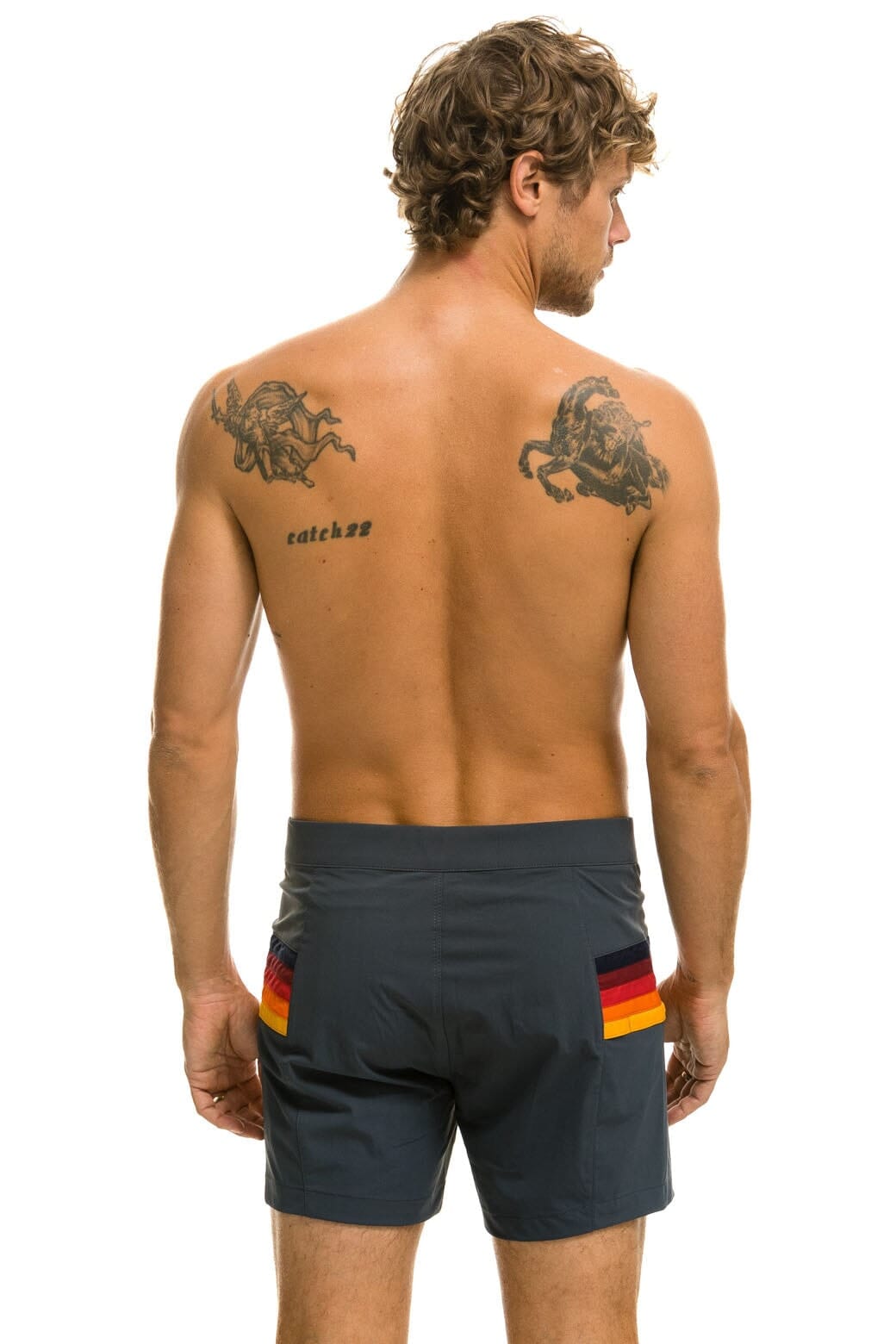 MEN'S HORIZONTAL 5 STRIPE FLEX SHORTS - TITANIUM - Image 4