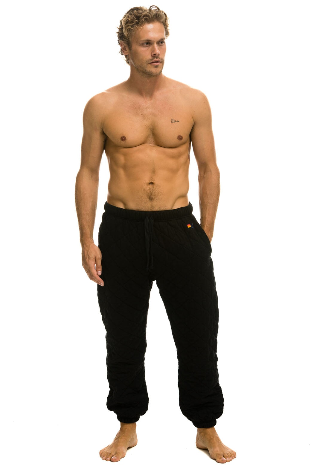 QUILTED SWEATPANTS - BLACK - Image 5