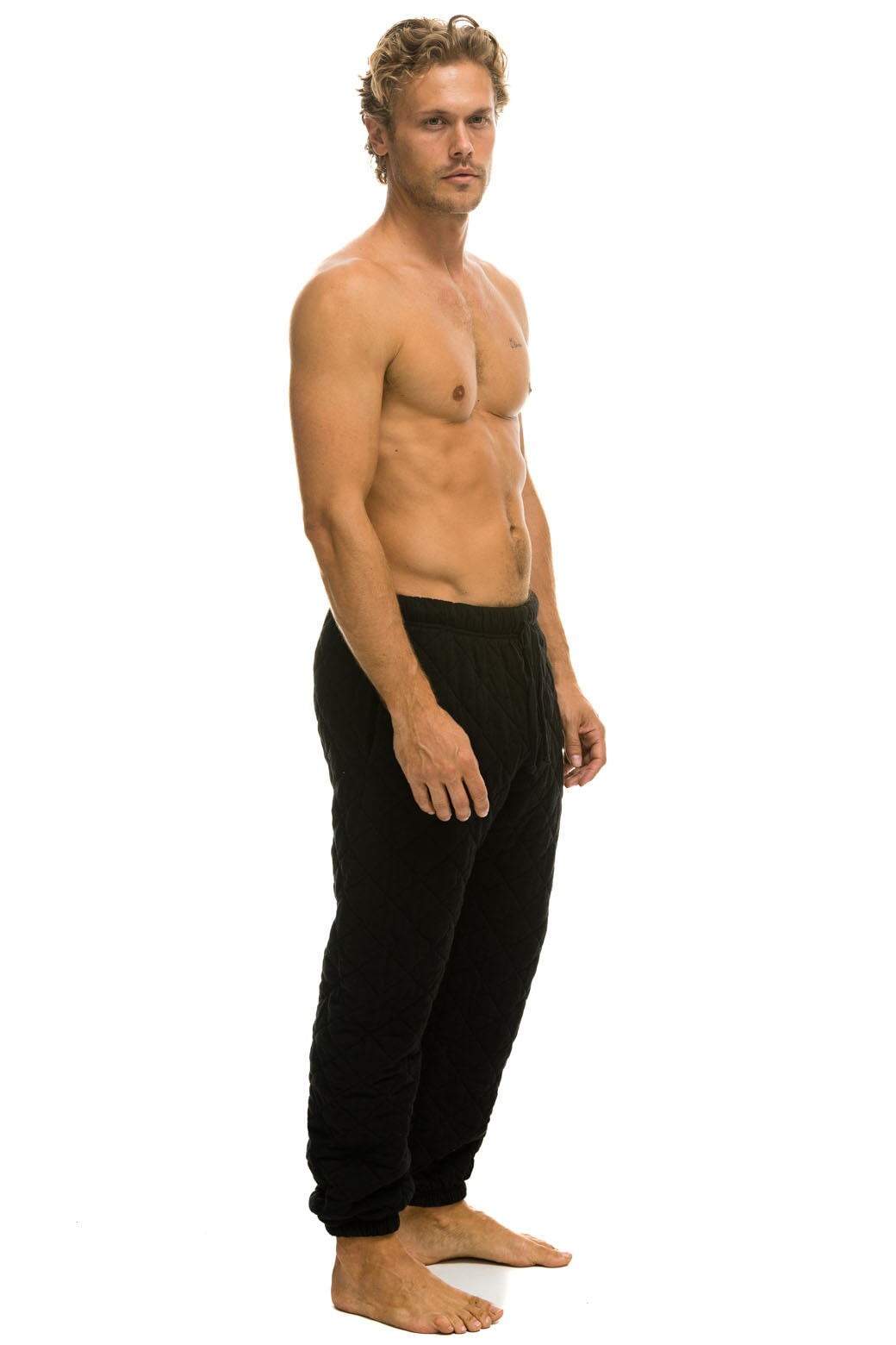 QUILTED SWEATPANTS - BLACK - Image 4