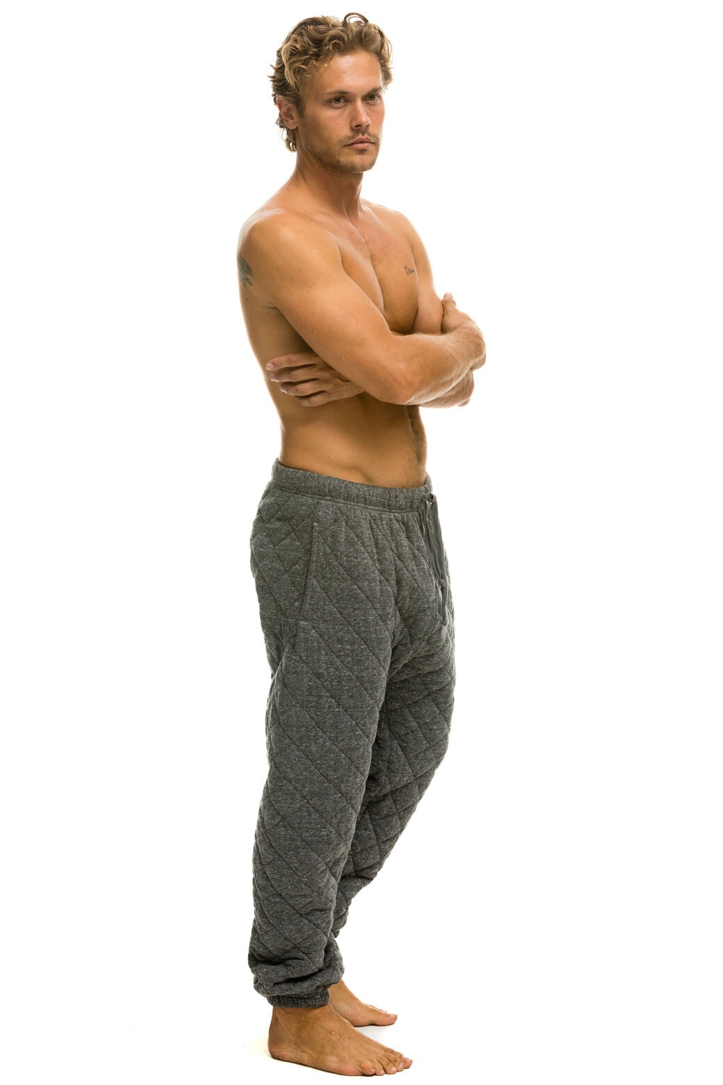 QUILTED SWEATPANTS - HEATHER GREY - Image 2