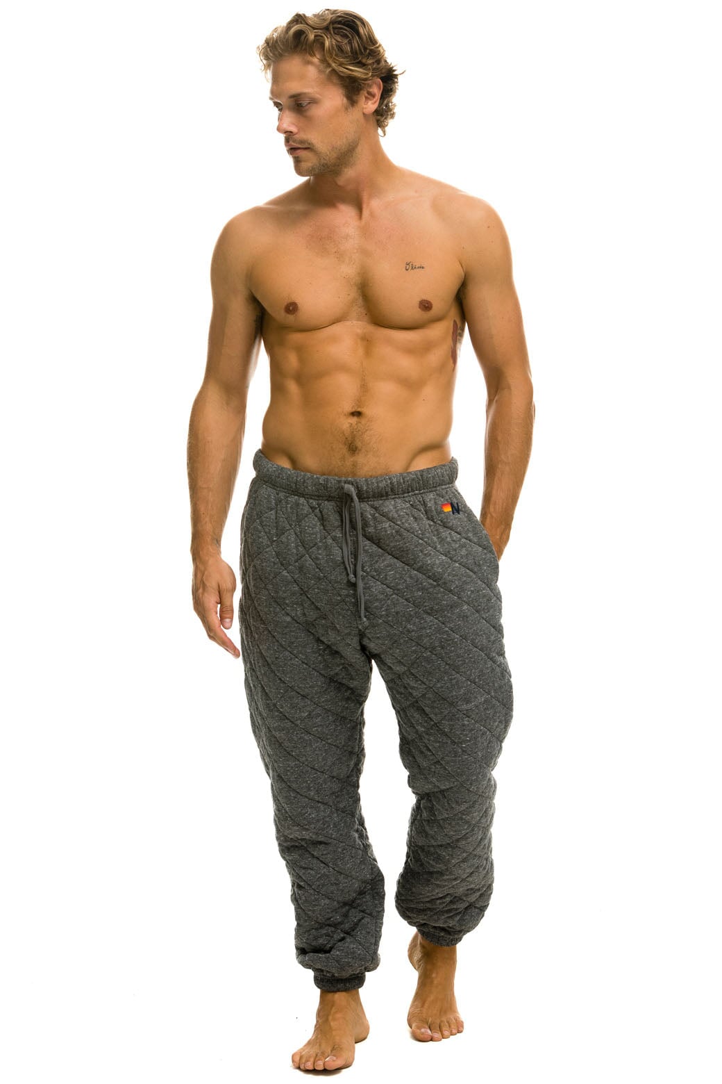 QUILTED SWEATPANTS - HEATHER GREY - Image 4