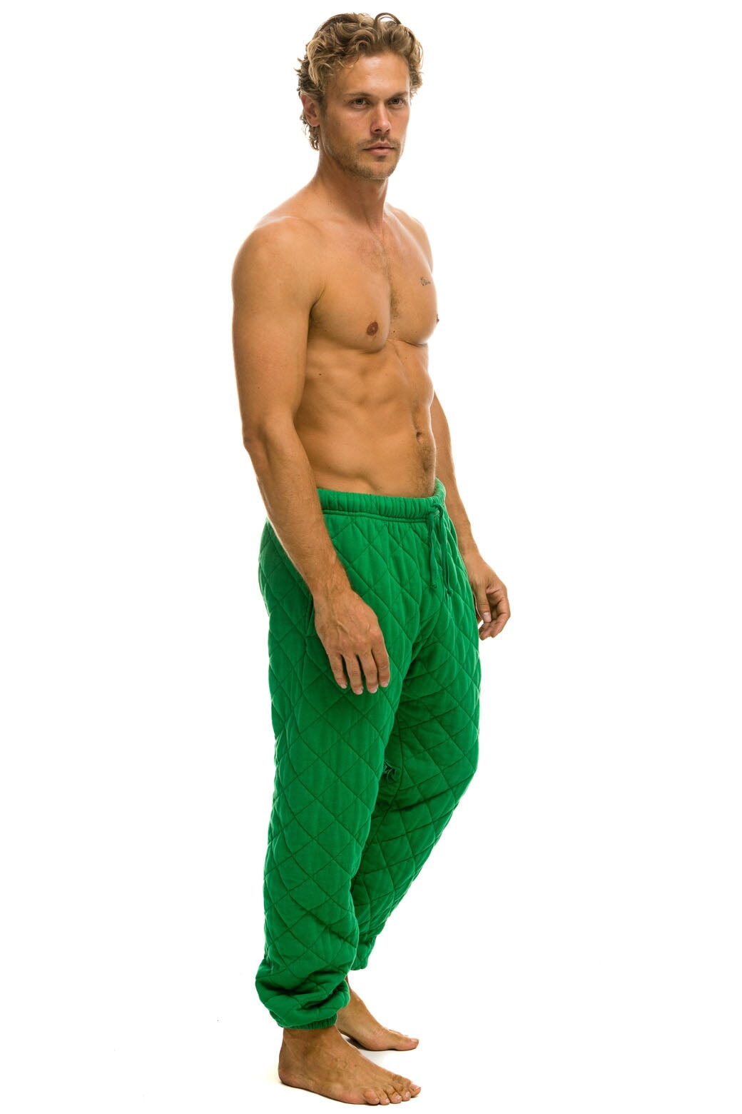 QUILTED SWEATPANTS - KELLY GREEN - Image 3