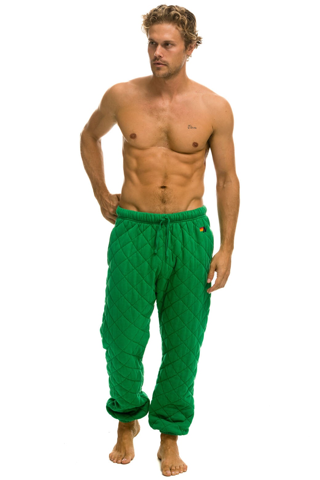 QUILTED SWEATPANTS - KELLY GREEN - Image 5