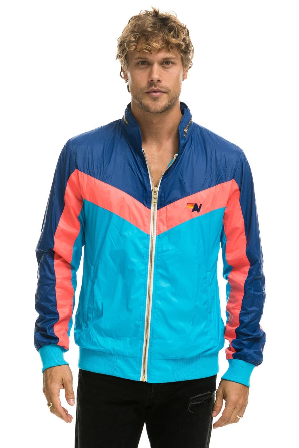 MEN'S WINDBREAKER JACKET- NEON BLUE - Image 3