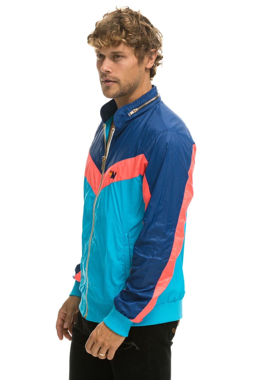 MEN'S WINDBREAKER JACKET- NEON BLUE - Image 4