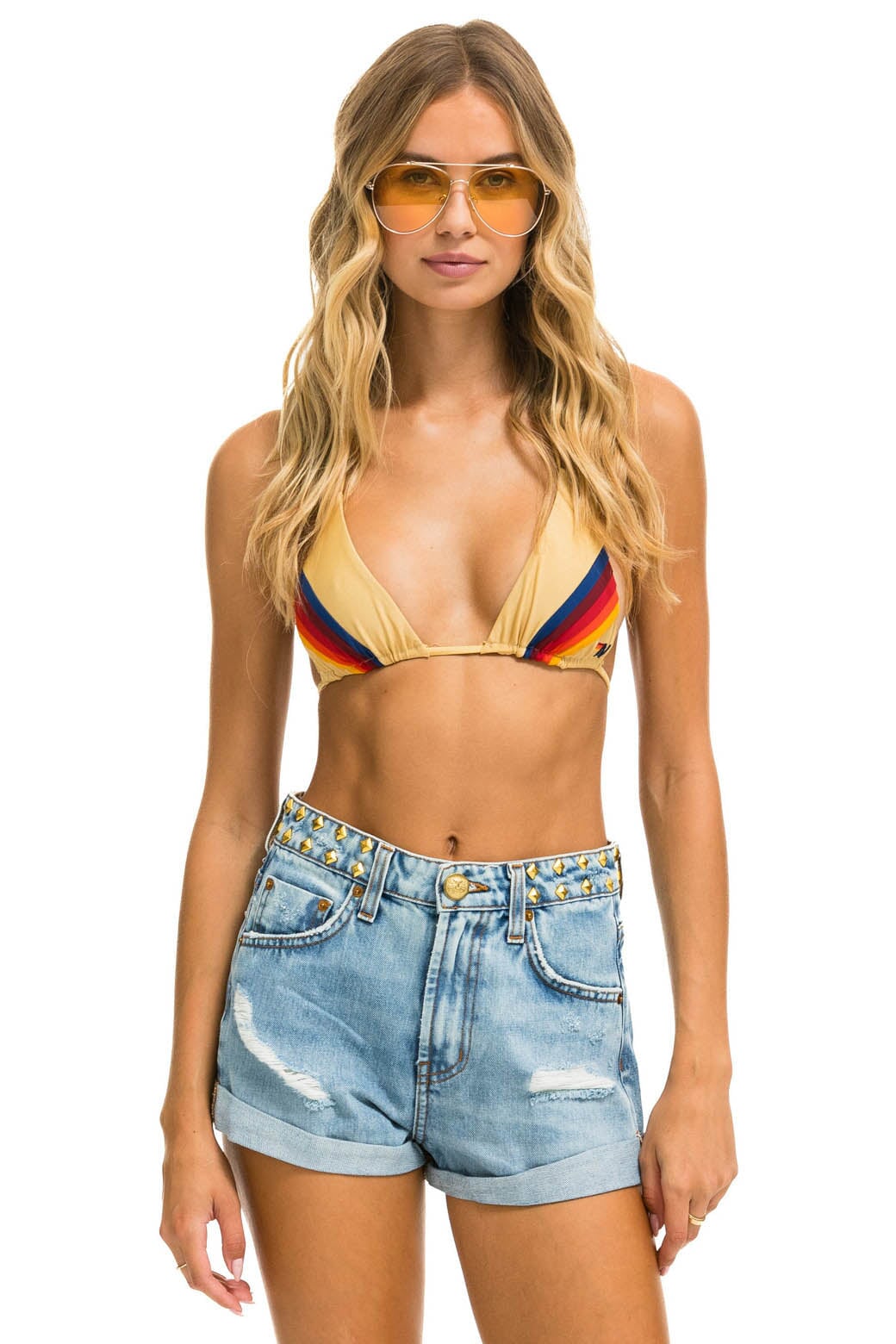 MID RISE STUDDED ROCKER BOLT WOMENS JEAN SHORT - SUPER LIGHT - Image 4