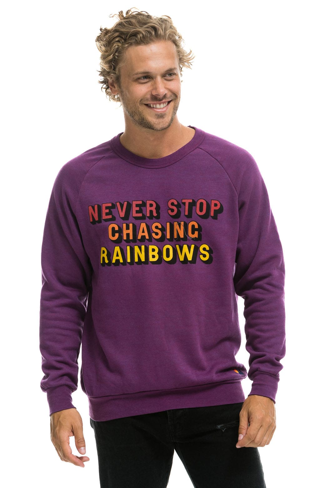 NEVER STOP CHASING RAINBOWS CREW SWEATSHIRT - PURPLE - Image 2