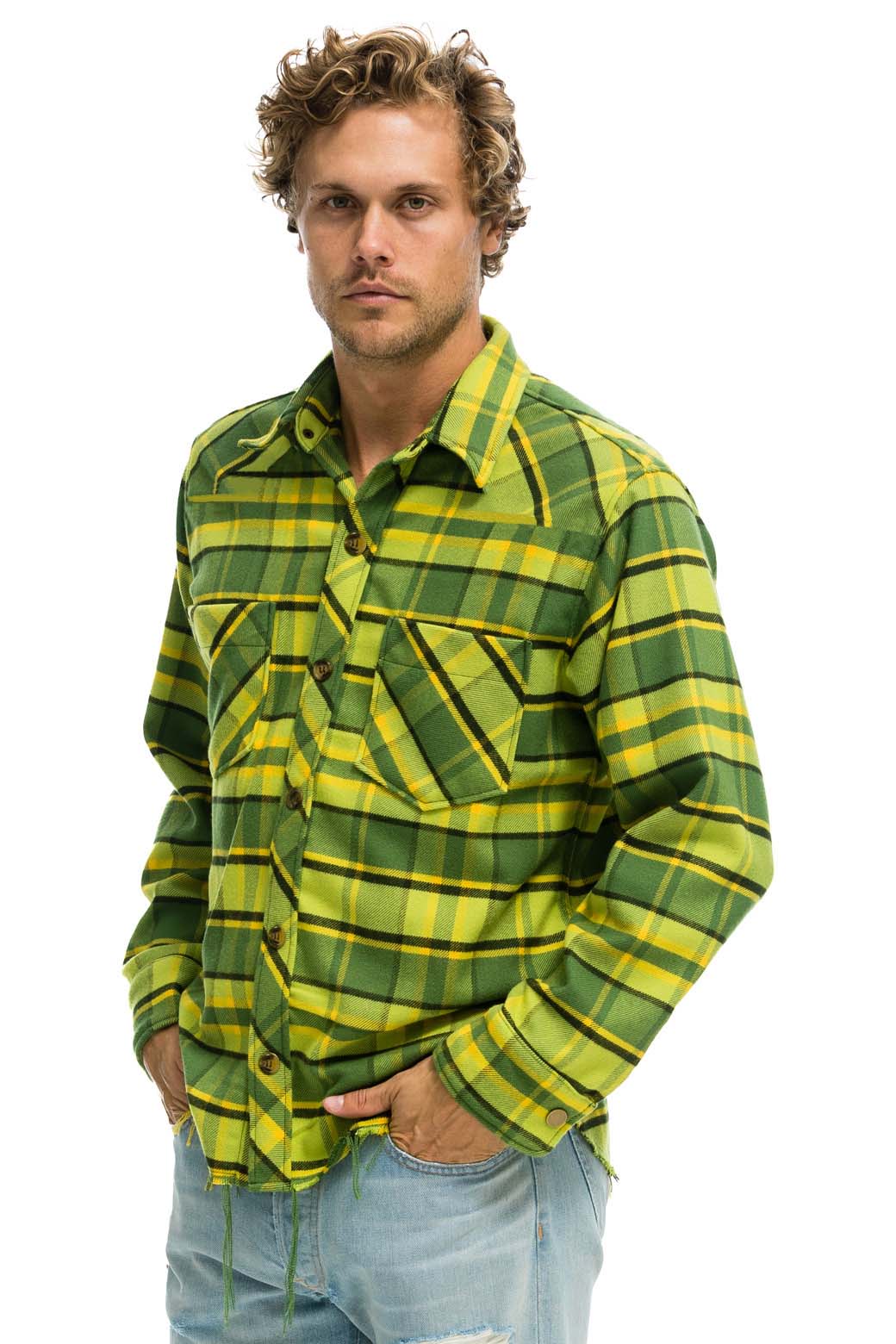 PLAID FLANNEL WESTERN SHIRT - AVOCADO PLAID - Image 4