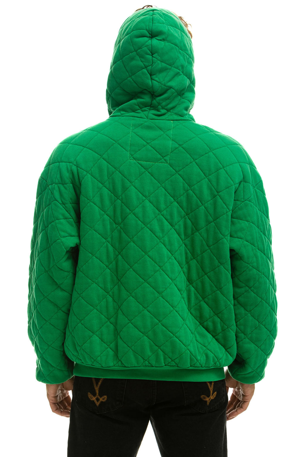 QUILTED RELAXED PULLOVER HOODIE - KELLY GREEN - Image 10