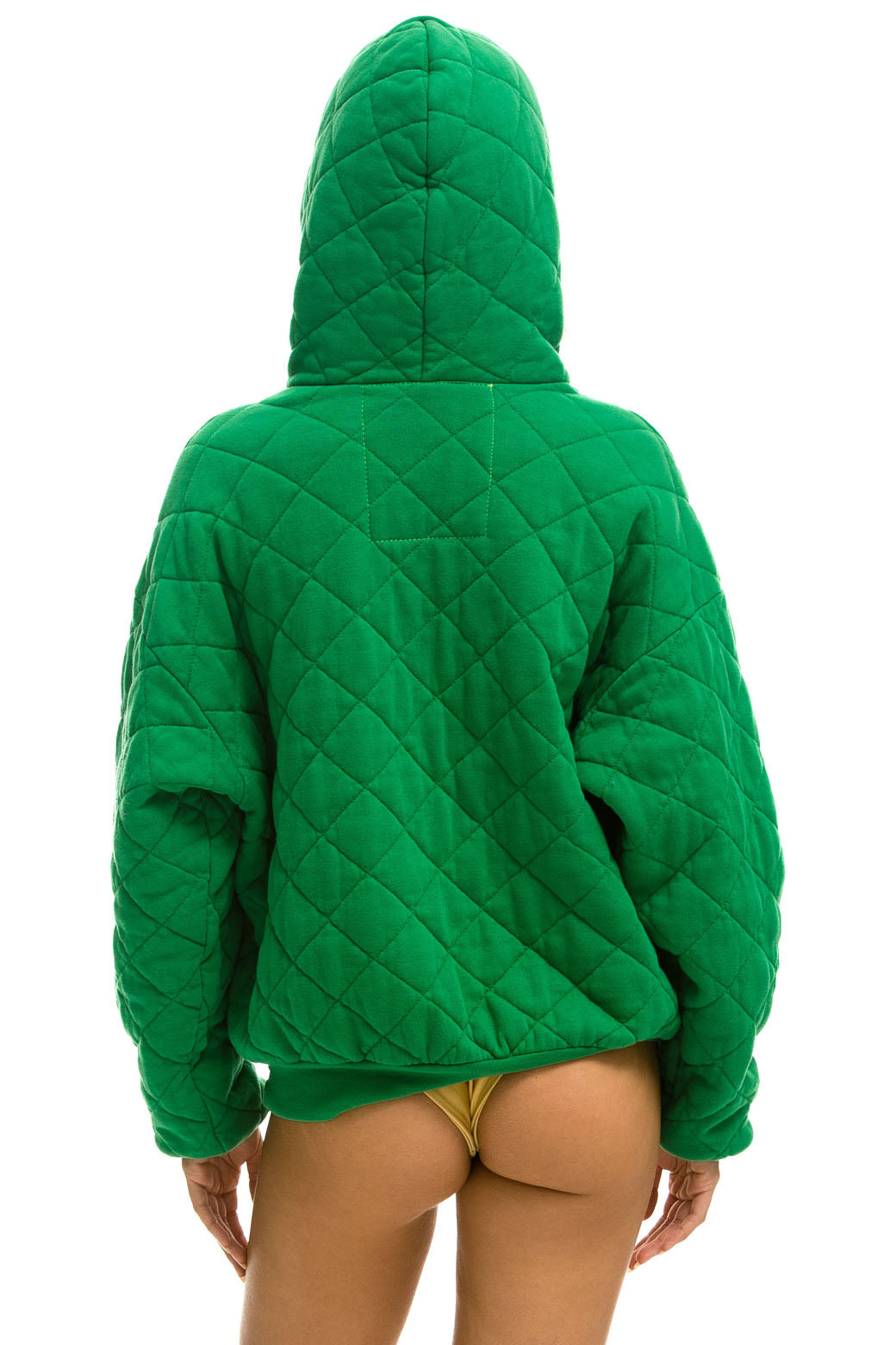 QUILTED RELAXED PULLOVER HOODIE - KELLY GREEN - Image 9