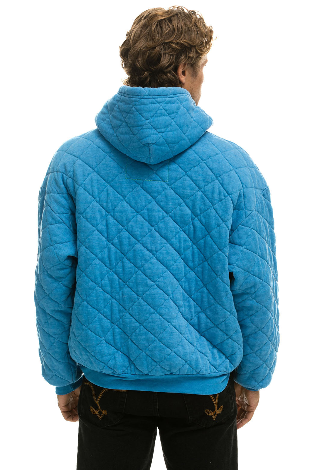 QUILTED RELAXED PULLOVER HOODIE - OCEAN - Image 6
