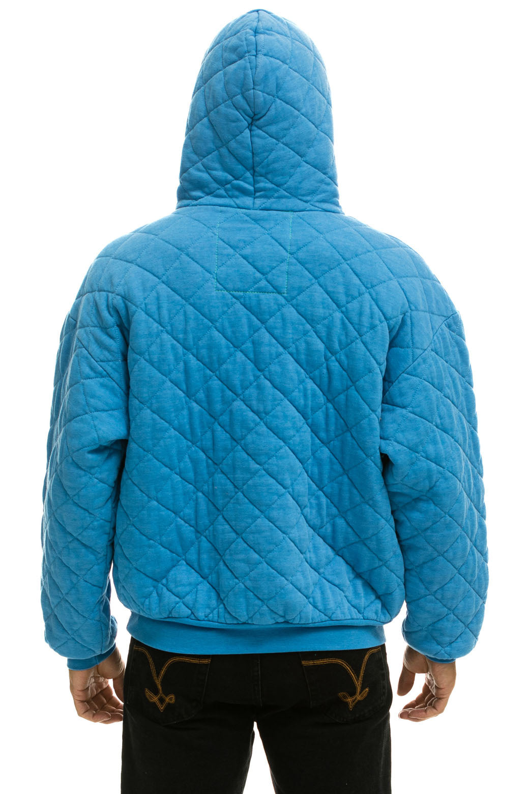 QUILTED RELAXED PULLOVER HOODIE - OCEAN - Image 10