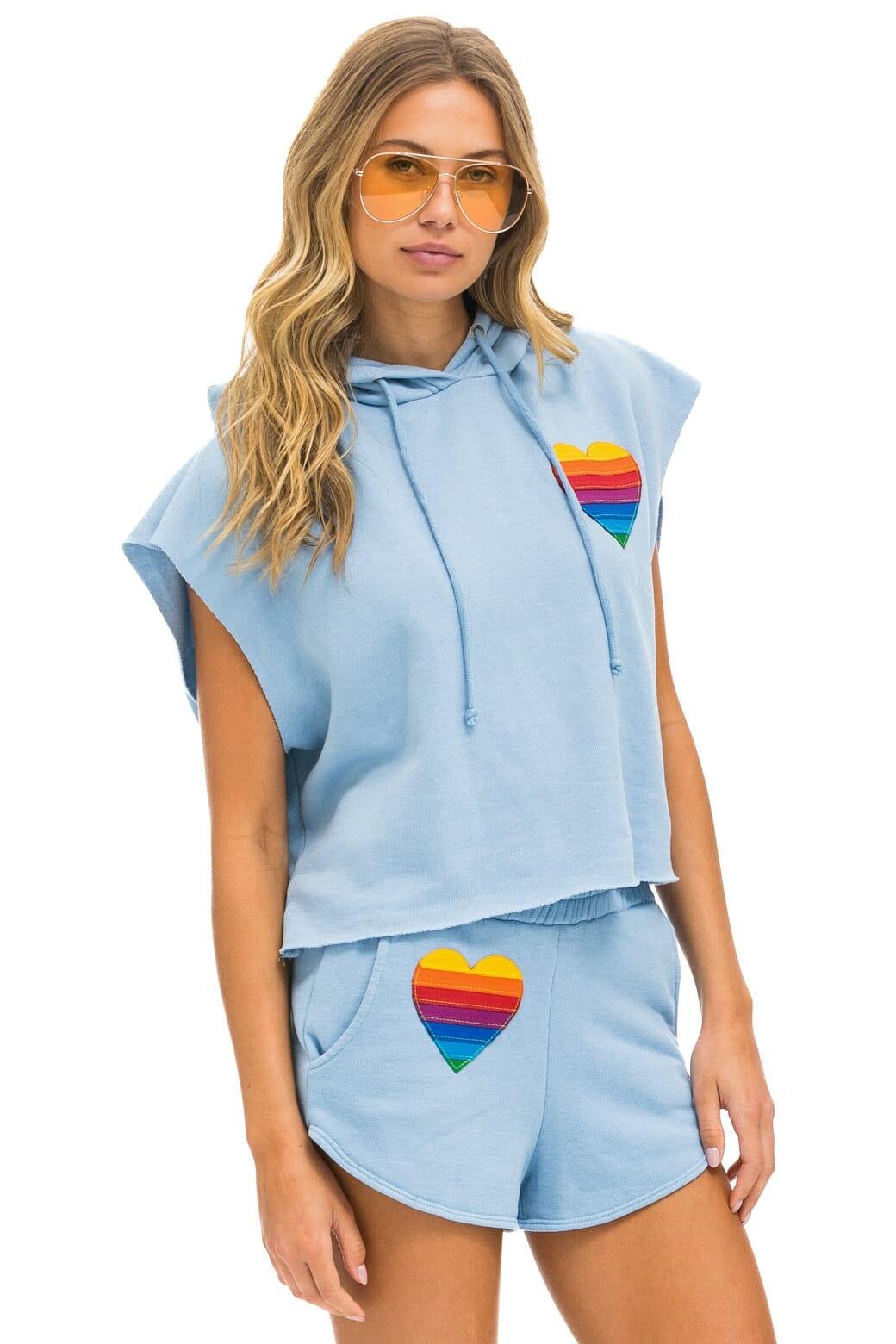 RAINBOW HEART STITCH LOUNGER SHORT - ICE - Image 7