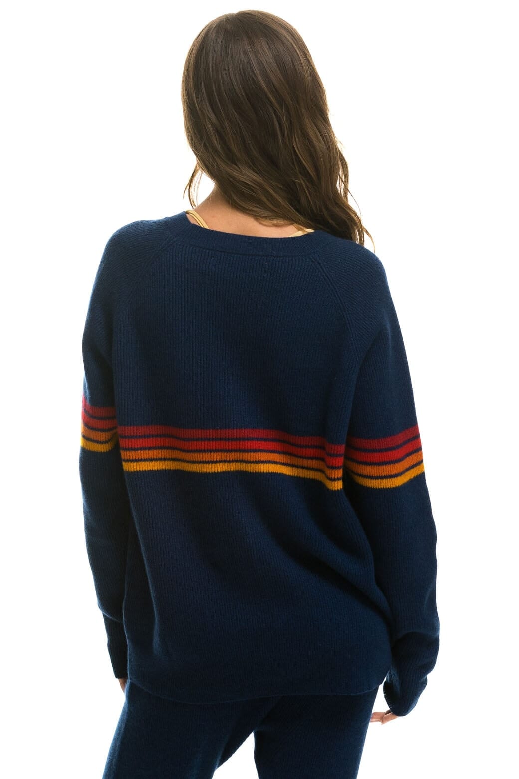 RAINBOW STRIPE 4 UNISEX CASHMERE SWEATER - MIDNIGHT - Image 5