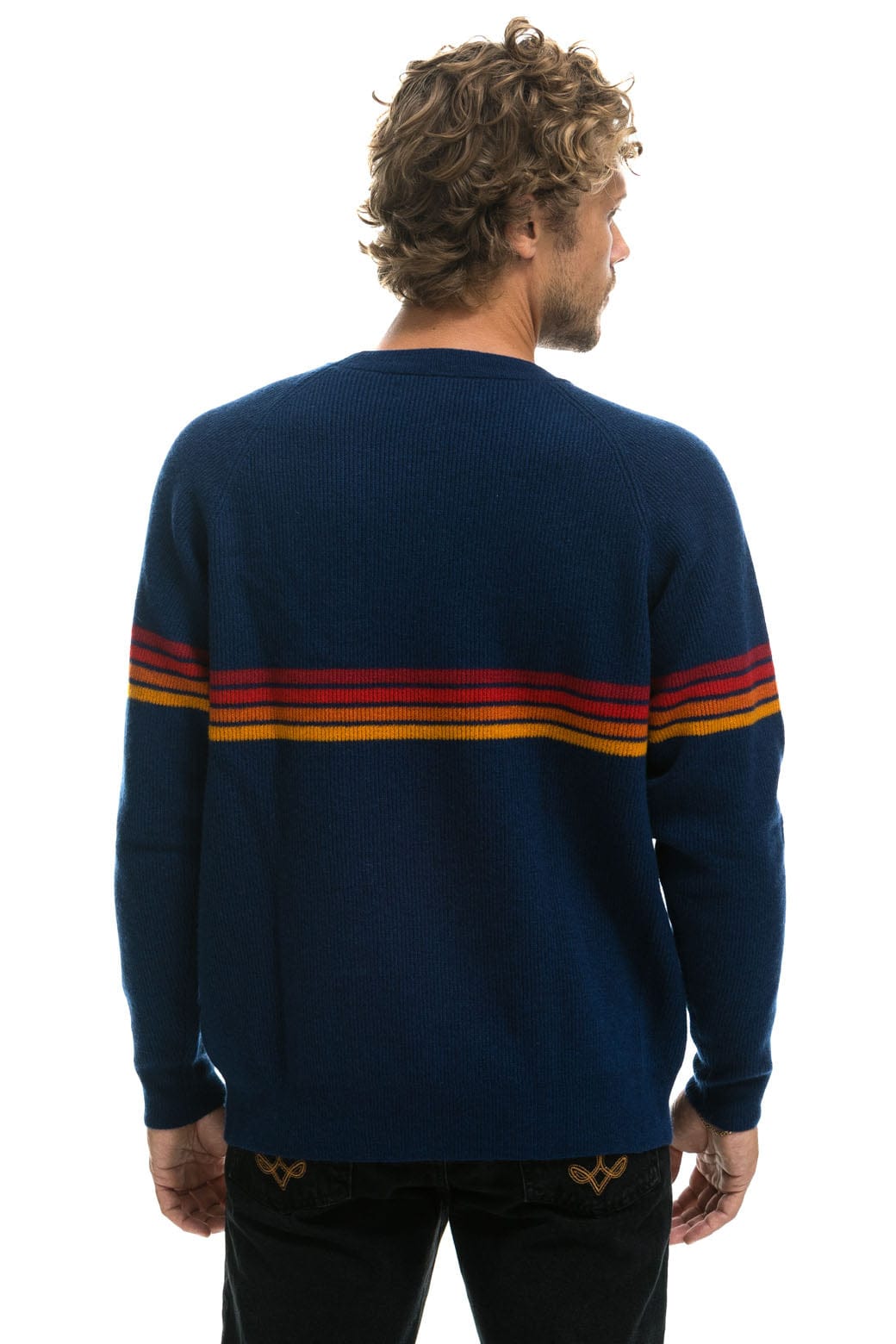 RAINBOW STRIPE 4 UNISEX CASHMERE SWEATER - MIDNIGHT - Image 6