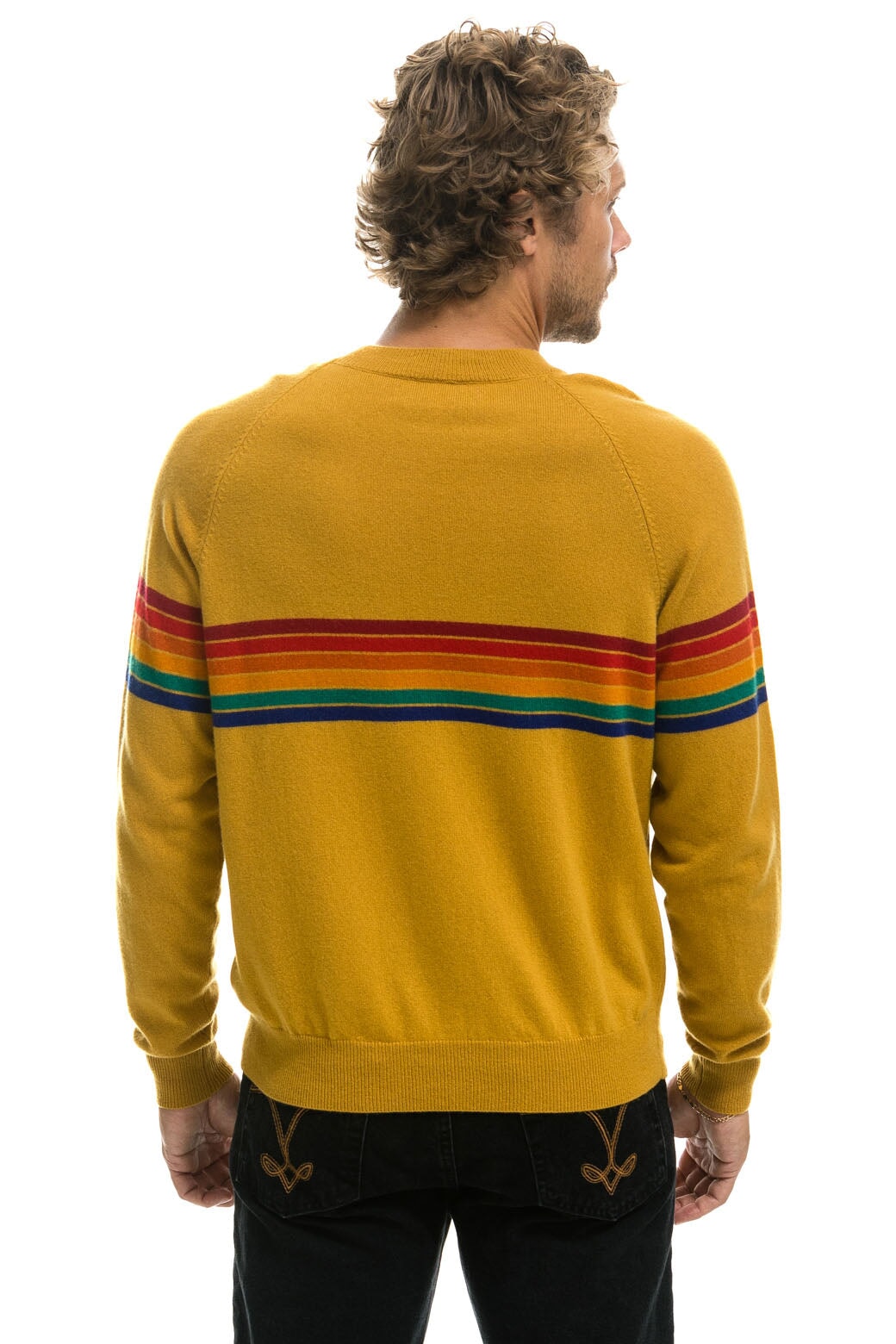 RAINBOW STRIPE 6 UNISEX LIGHT CASHMERE SWEATER - HARVEST - Image 8