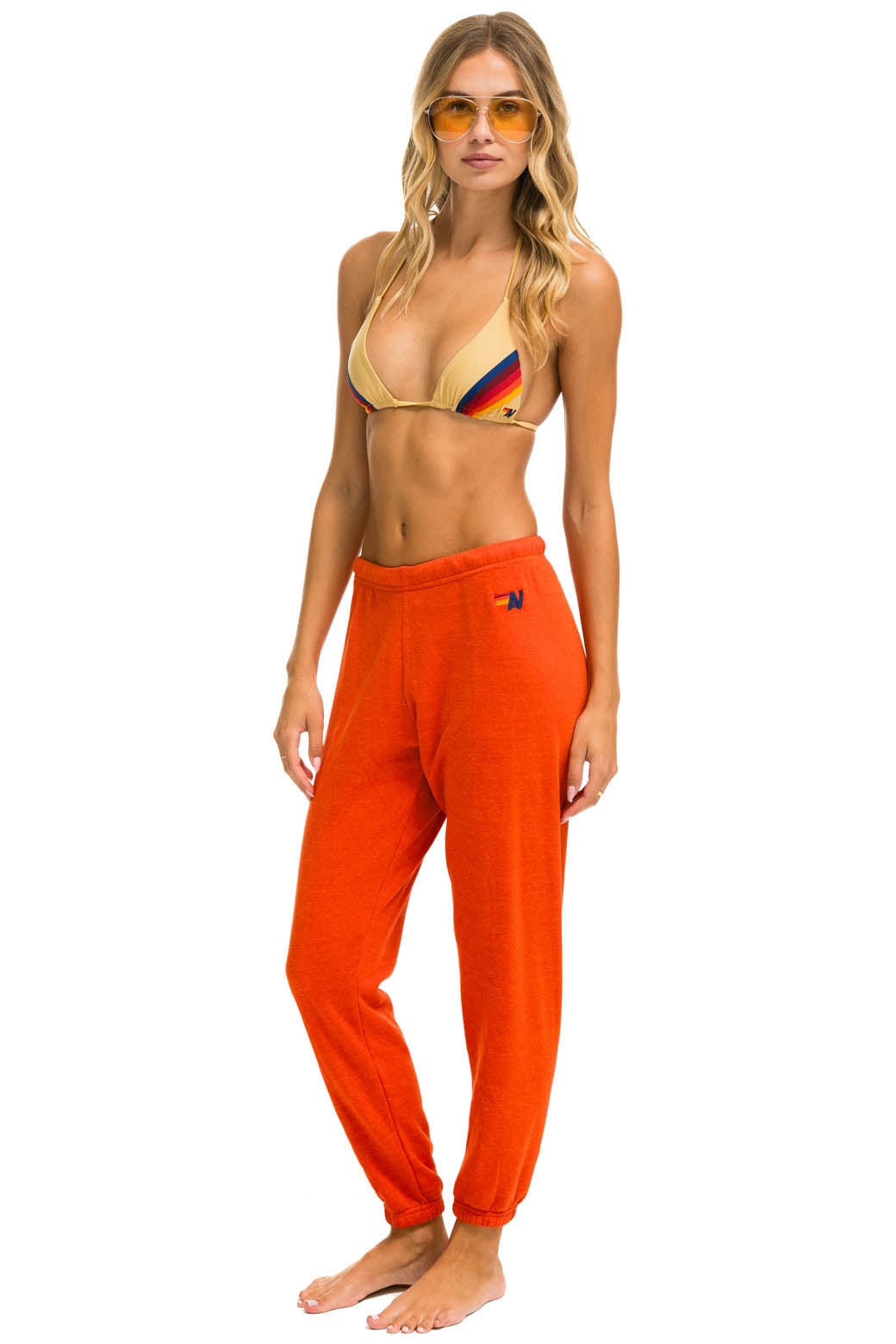 RIDE LOGO WHITE SWEATPANTS - ORANGE - Image 4