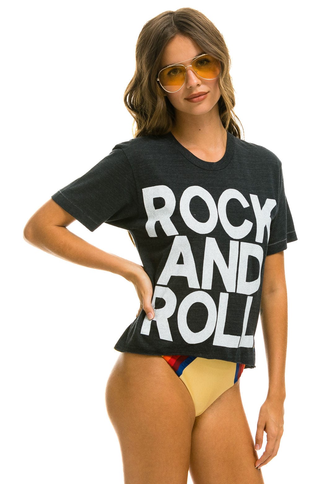 ROCK AND ROLL BOYFRIEND TEE - CHARCOAL - Image 2