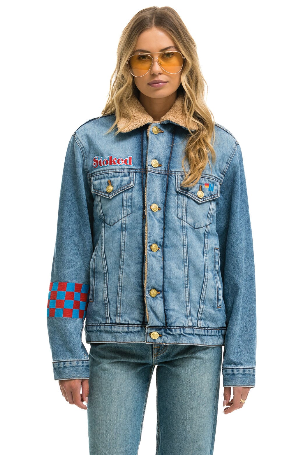 SMALL STOKED BOLT SMILEY RANCH SHERPA DENIM JACKET - SUPER LIGHT - Image 3