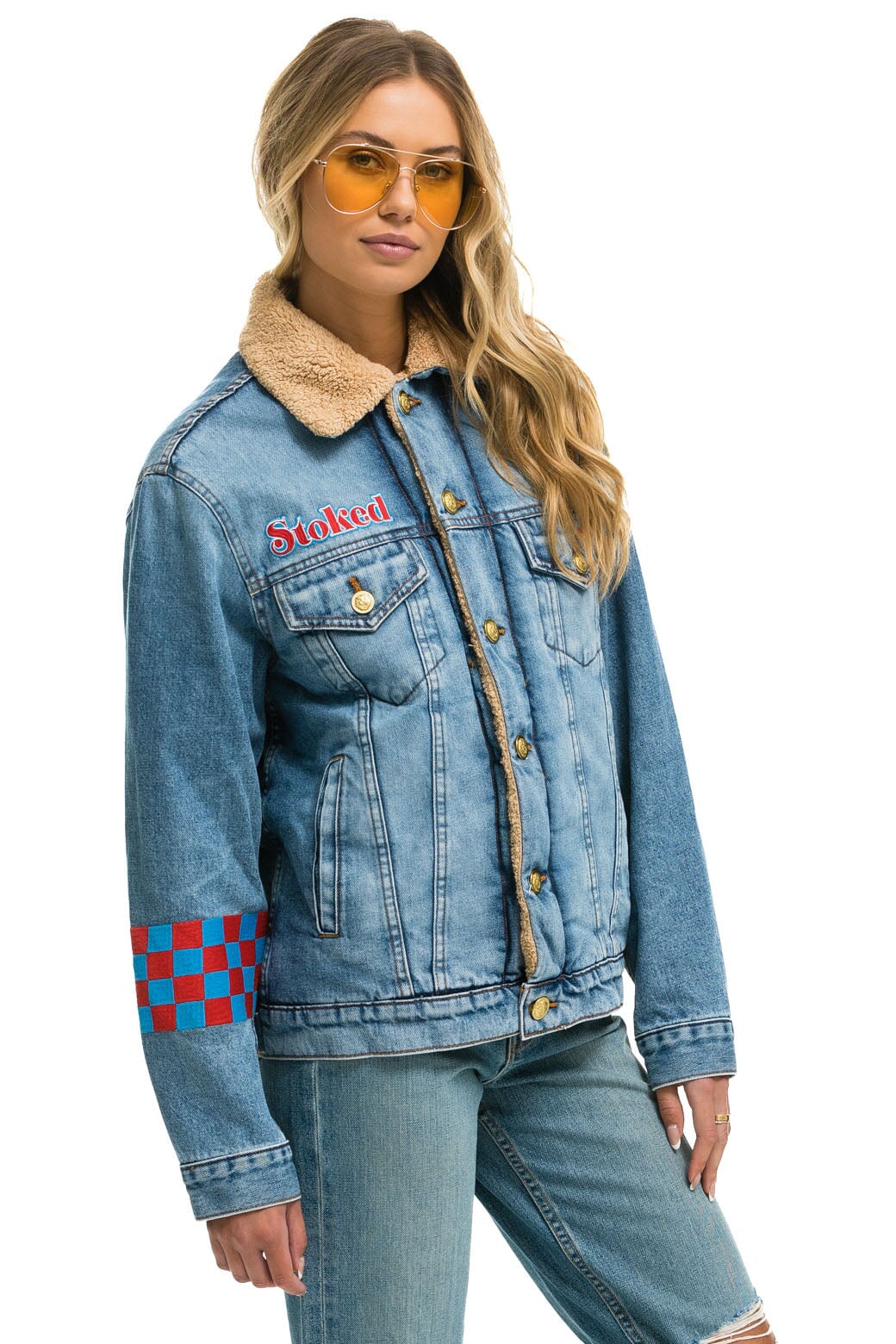 SMALL STOKED BOLT SMILEY RANCH SHERPA DENIM JACKET - SUPER LIGHT - Image 5