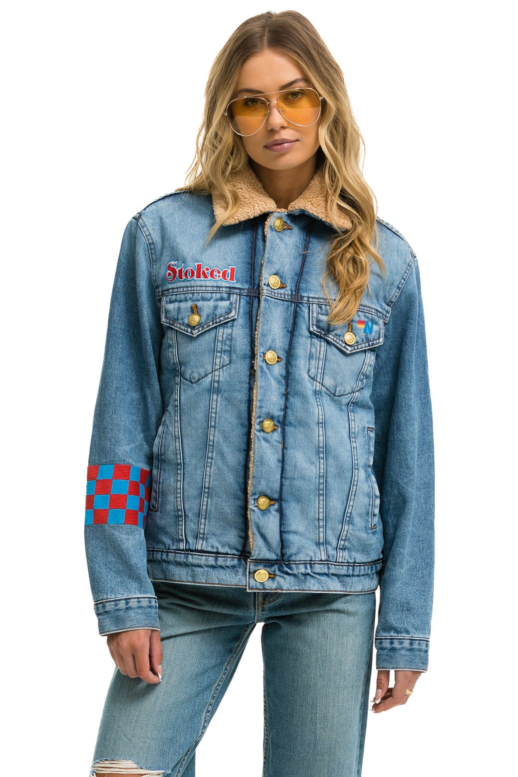 SMALL STOKED BOLT SMILEY RANCH SHERPA DENIM JACKET - SUPER LIGHT - Image 7
