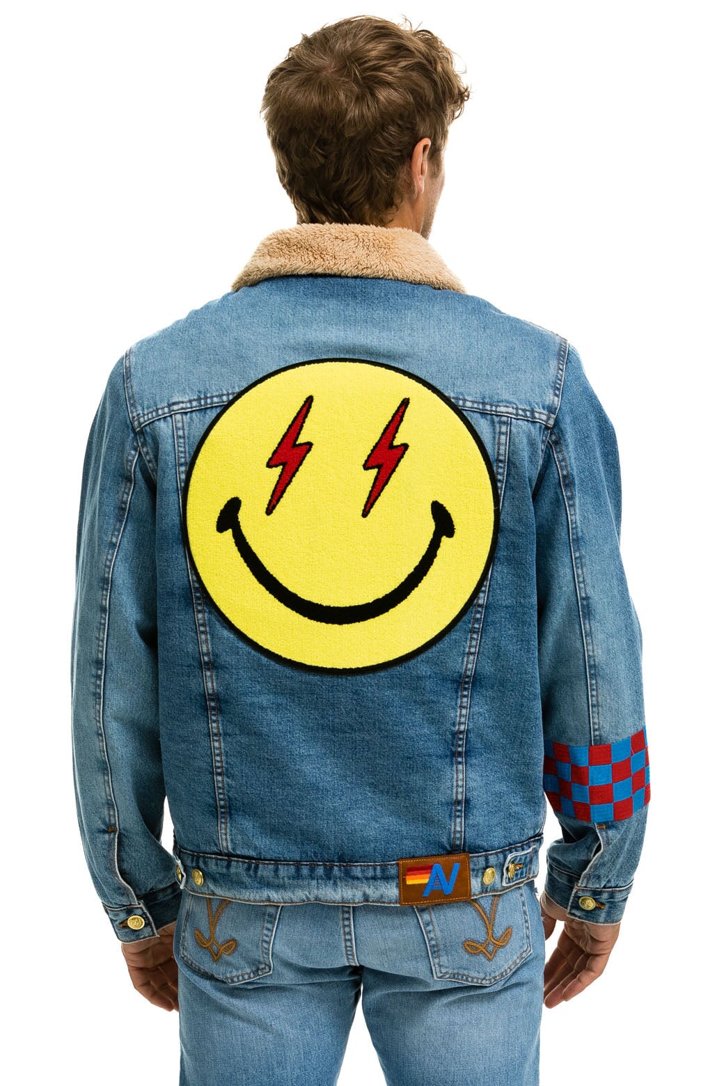 SMALL STOKED BOLT SMILEY RANCH SHERPA DENIM JACKET - SUPER LIGHT - Image 2