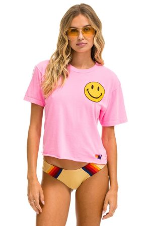 SMILEY 2 BOYFRIEND TEE - NEON PINK