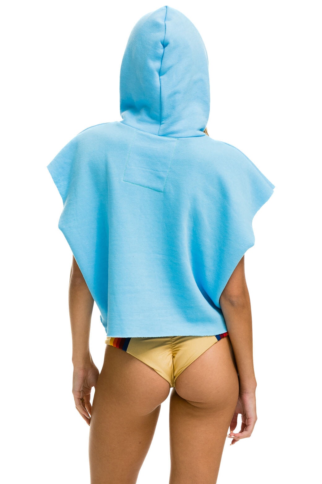SMILEY SUNSET SLEEVELESS RELAXED CROPPED PULLOVER HOODIE - SKY - Image 3