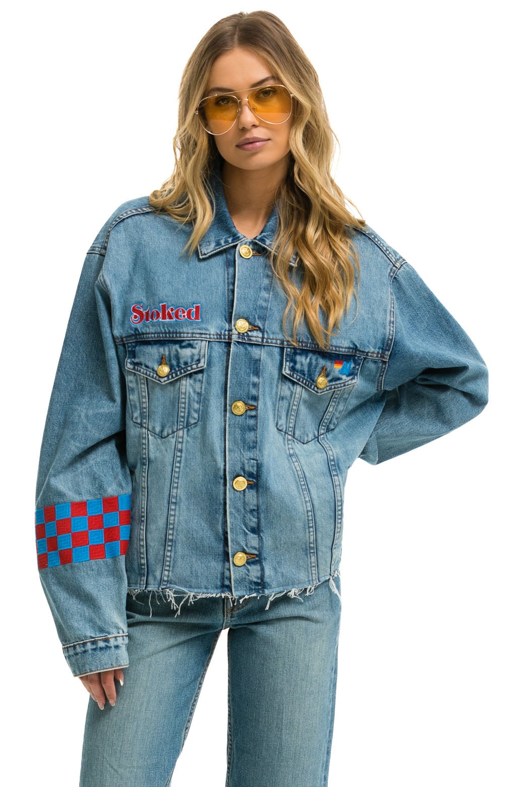 STOKED BOLT SMILEY OVERSIZED CUTOFF DENIM JACKET - VINTAGE - Image 4