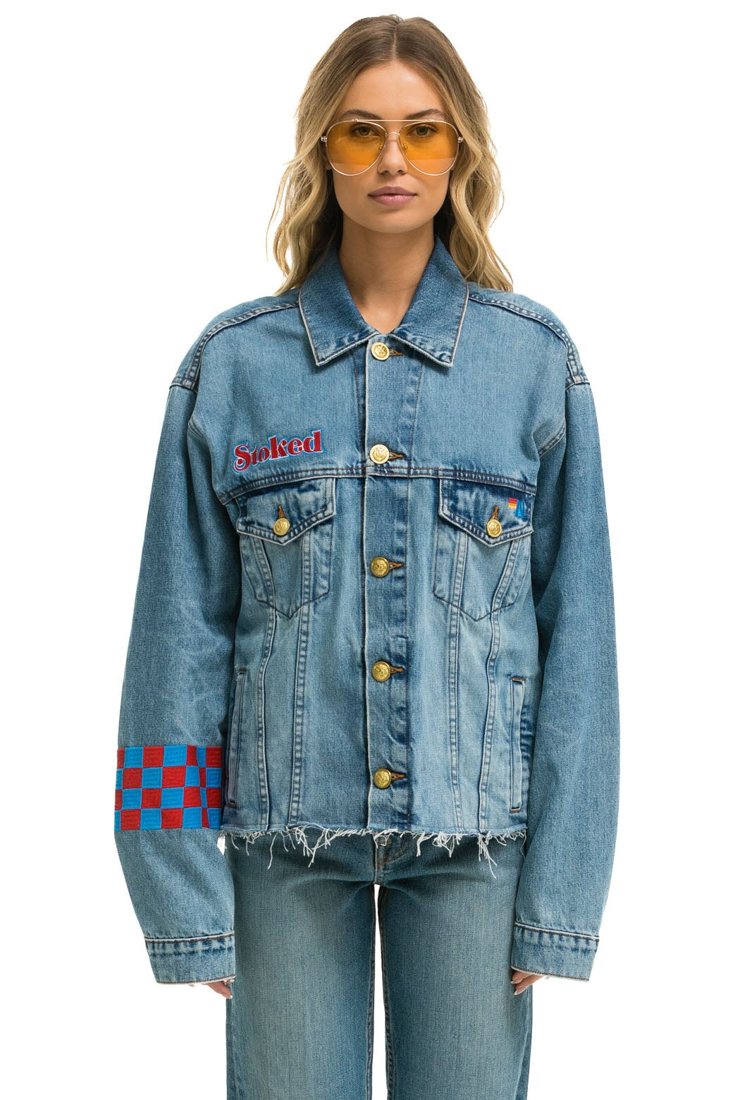 STOKED BOLT SMILEY OVERSIZED CUTOFF DENIM JACKET - VINTAGE - Image 2