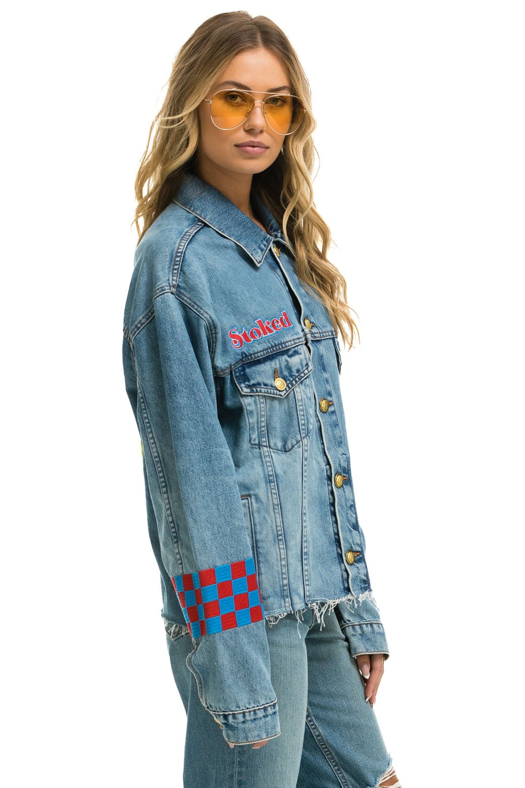 STOKED BOLT SMILEY OVERSIZED CUTOFF DENIM JACKET - VINTAGE - Image 3