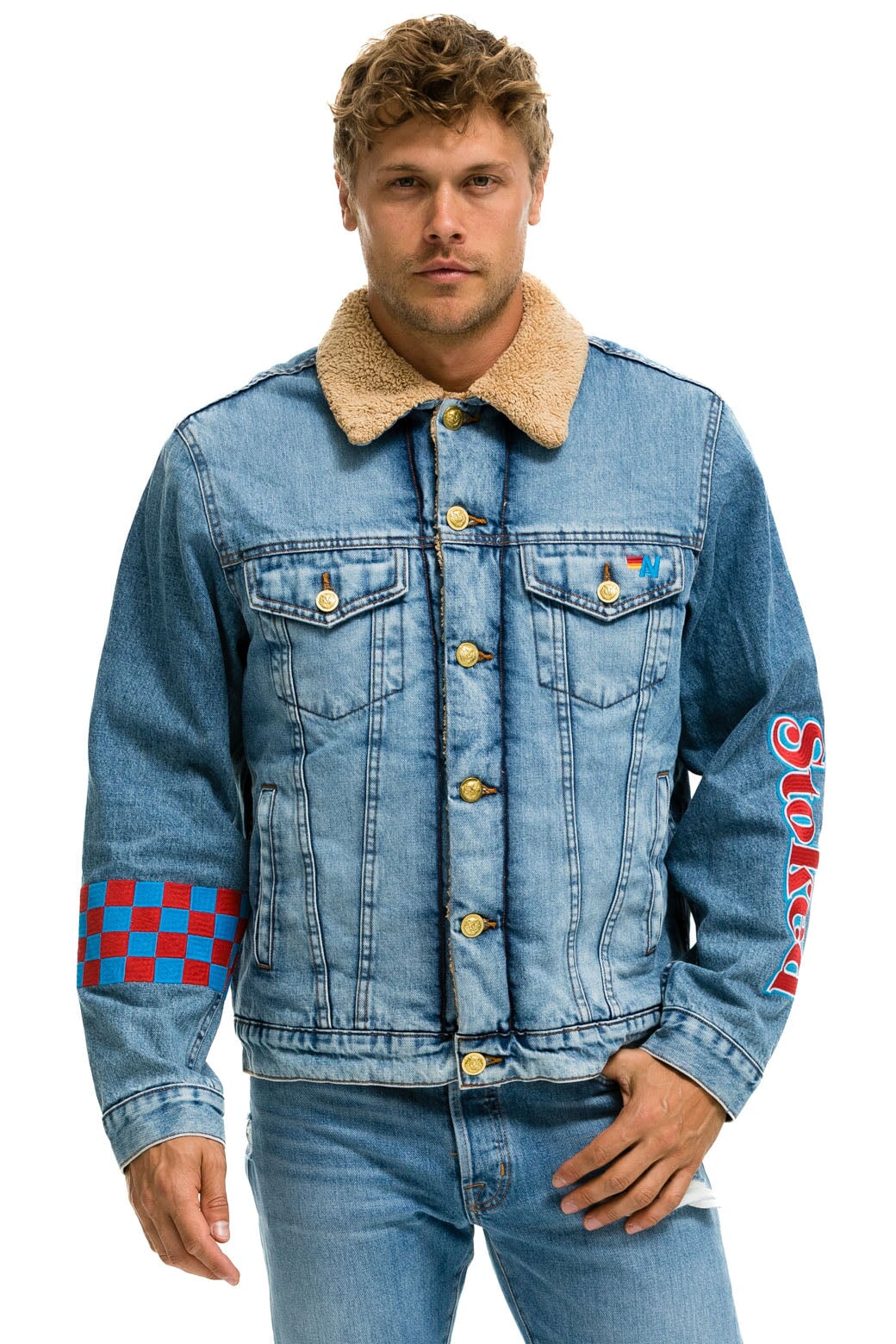 STOKED BOLT SMILEY RANCH SHERPA DENIM JACKET- SUPER LIGHT - Image 3