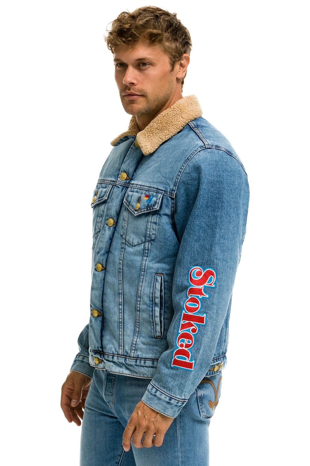 STOKED BOLT SMILEY RANCH SHERPA DENIM JACKET- SUPER LIGHT - Image 6