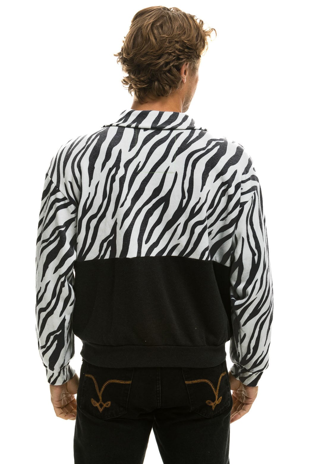 ZEBRA FLEECE UNISEX HALF ZIP COLOR BLOCK JACKET - ZEBRA - Image 7
