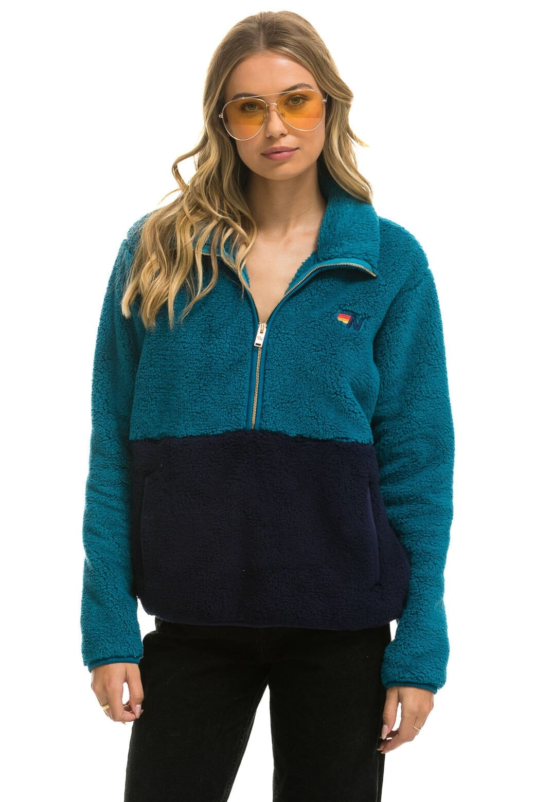 TEDDY UNISEX HALF ZIP COLOR BLOCK JACKET - CAPRI - Image 9