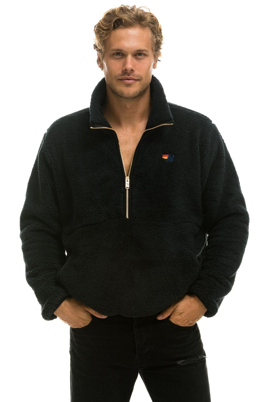 TEDDY UNISEX HALF ZIP JACKET - BLACK - Image 10