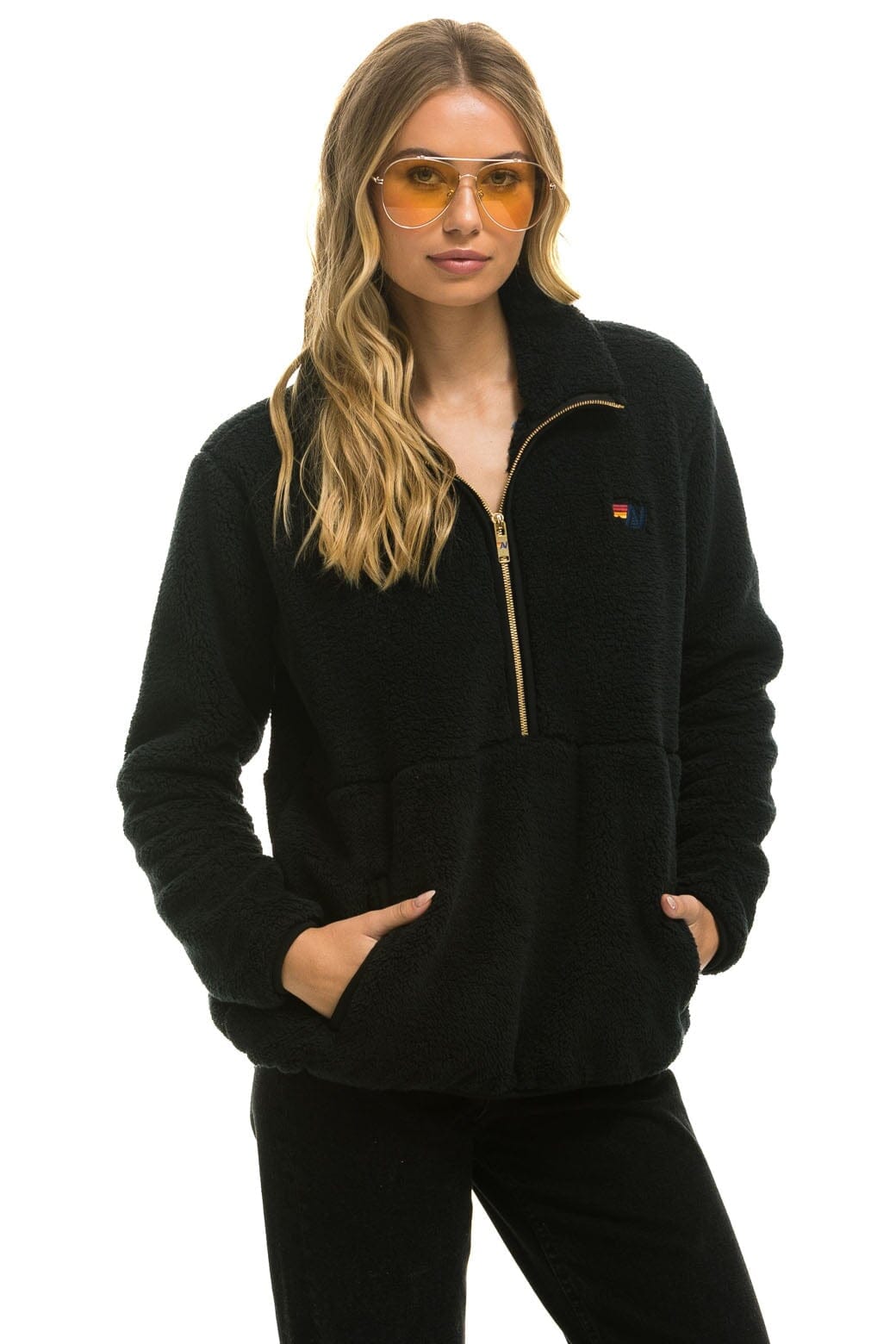 TEDDY UNISEX HALF ZIP JACKET - BLACK - Image 5