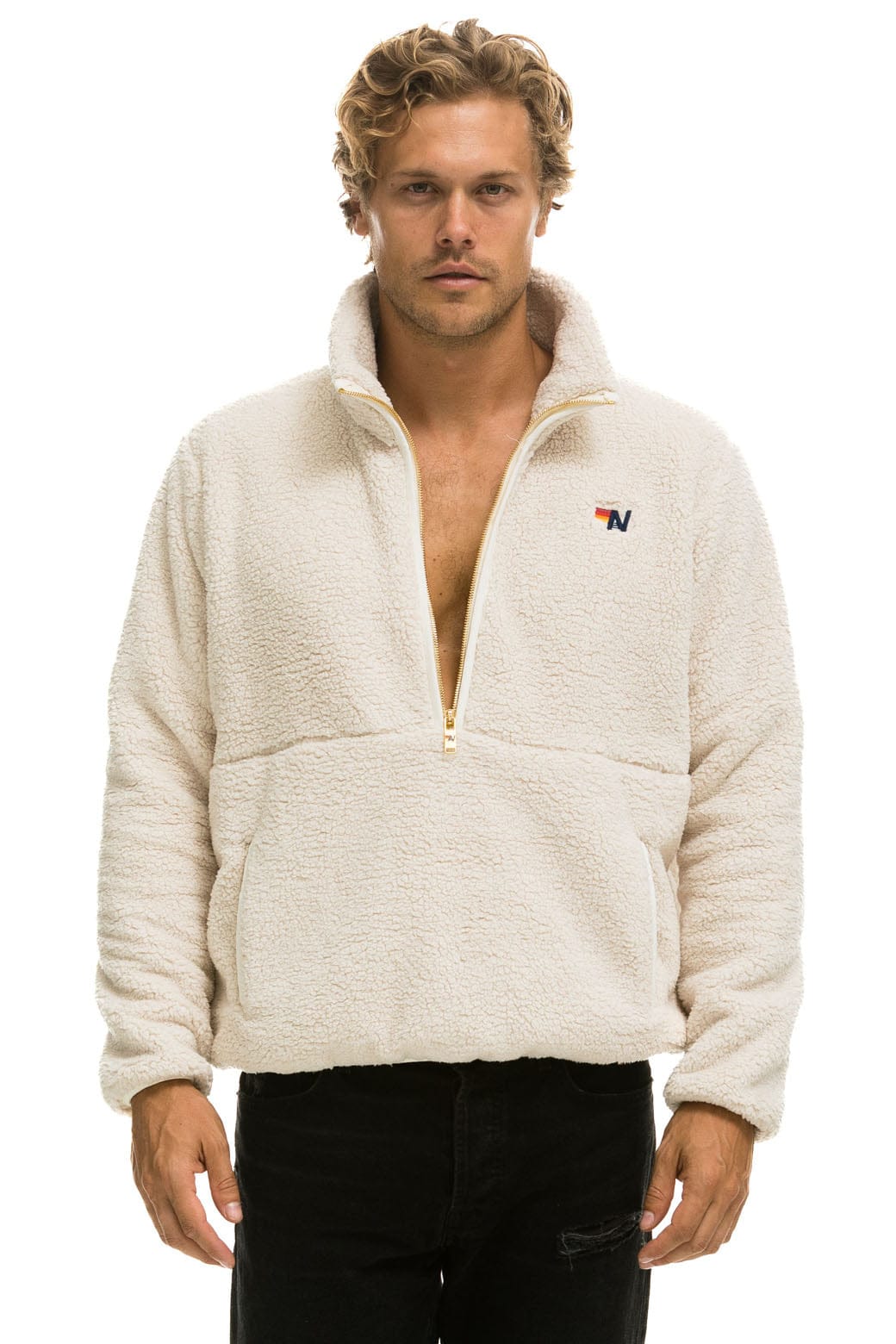 TEDDY UNISEX HALF ZIP JACKET - VINTAGE WHITE - Image 2