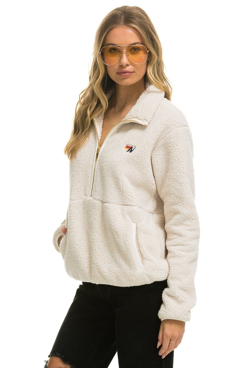 TEDDY UNISEX HALF ZIP JACKET - VINTAGE WHITE - Image 3