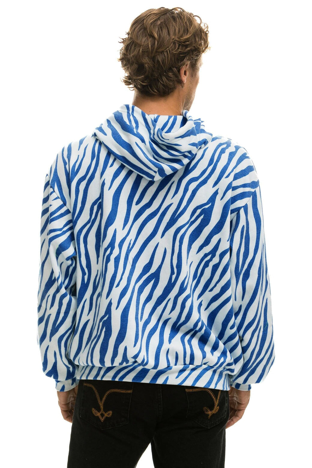 TIGER RELAXED PULLOVER HOODIE WITH ZIPPER POCKETS - BLUE TIGER - Image 10
