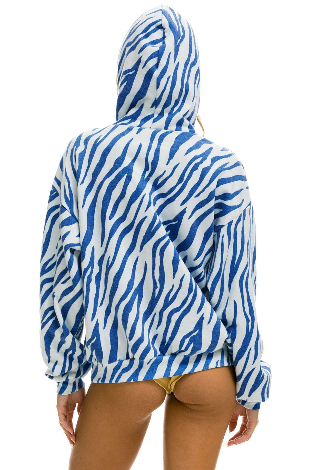 TIGER RELAXED PULLOVER HOODIE WITH ZIPPER POCKETS - BLUE TIGER - Image 9
