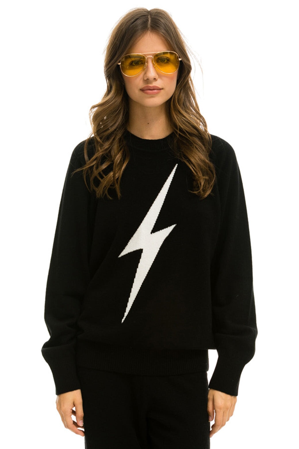 UNISEX BOLT CASHMERE LIGHT SWEATER - BLACK // WHITE BOLT - Image 3