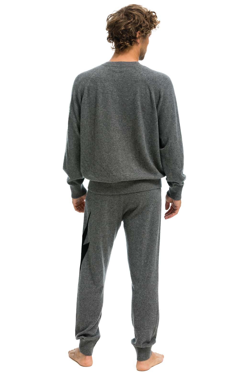 UNISEX BOLT CASHMERE LIGHT SWEATER - DEEP HEATHER // BLACK BOLT - Image 15