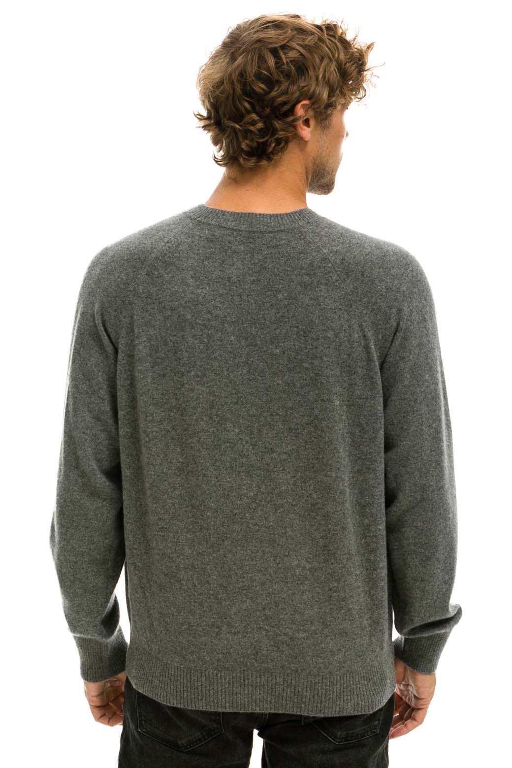 UNISEX BOLT CASHMERE LIGHT SWEATER - DEEP HEATHER // BLACK BOLT - Image 14