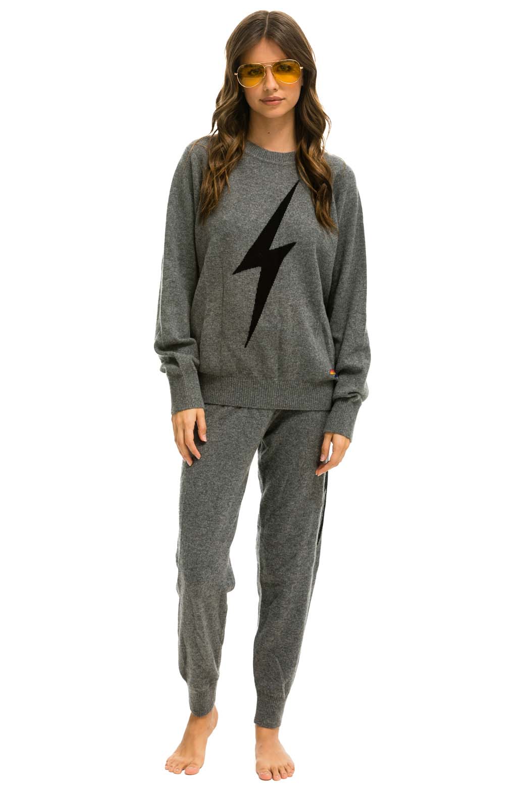 UNISEX BOLT CASHMERE LIGHT SWEATER - DEEP HEATHER // BLACK BOLT - Image 6