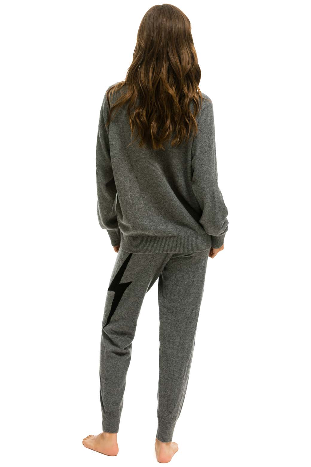 UNISEX BOLT CASHMERE LIGHT SWEATER - DEEP HEATHER // BLACK BOLT - Image 13
